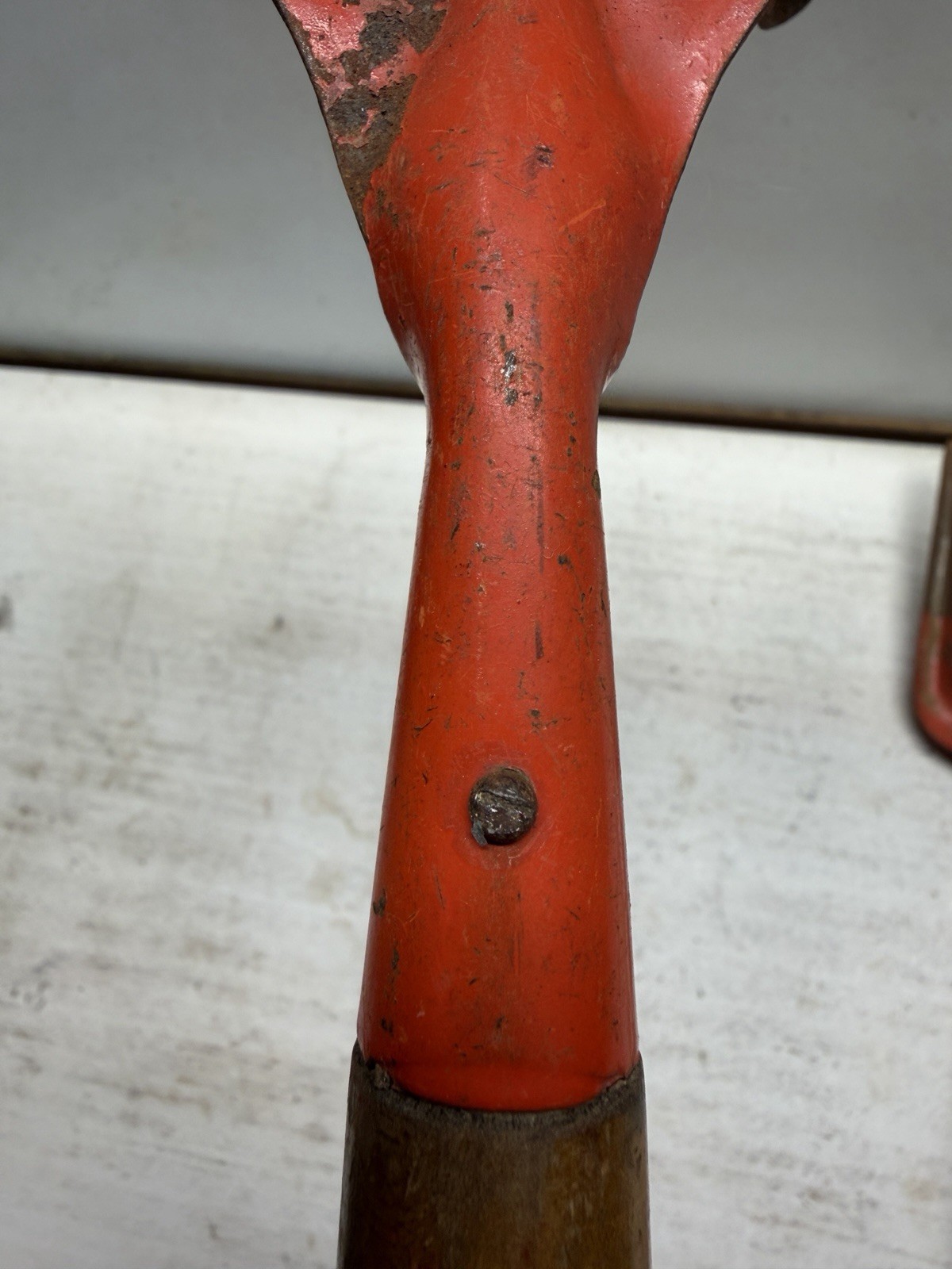 Vintage Garden Fork & Cultivator 1960s Orange Painted Metal & Wood Hand Tools