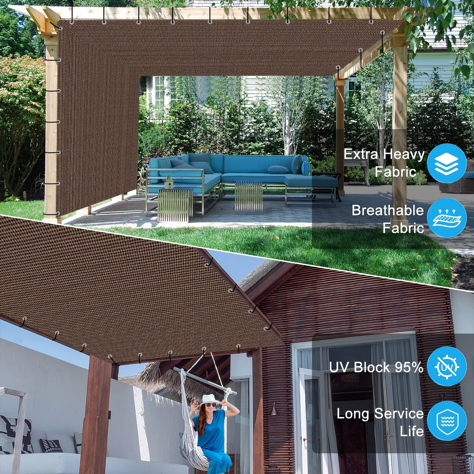 Sun Shade Cloth,8×8 FT,Shade Fabric with Stainless Steel Reinforced Grommets …