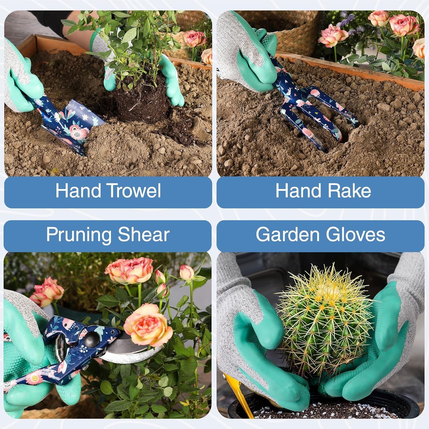 Heavy Duty Aluminum Garden Tools Set – Trowel, Rake, Pruner & Gloves Included