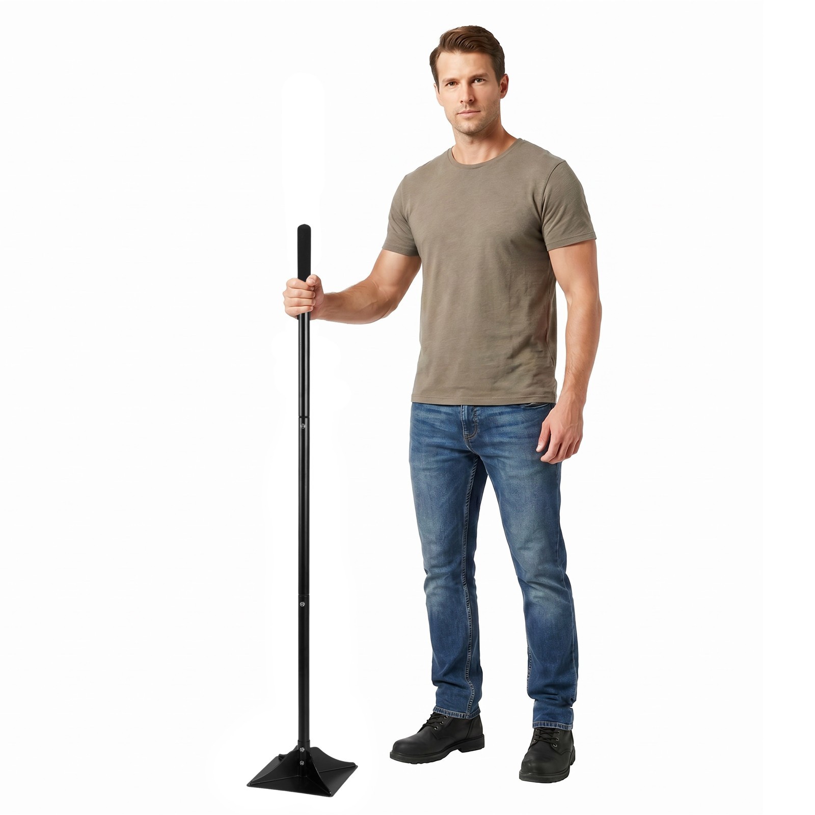 Heavy Duty 8″ x 8″ Steel Tamper Tool with 48″ Handle & Rubber Grip for Ground US