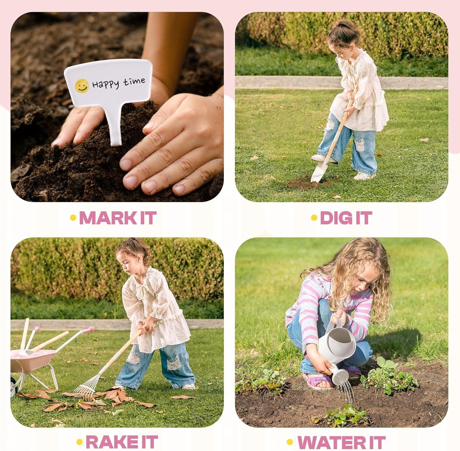 Kids Wheelbarrow with Gardening Set – Metal Wheelbarrow Toddler Outdoor Play …