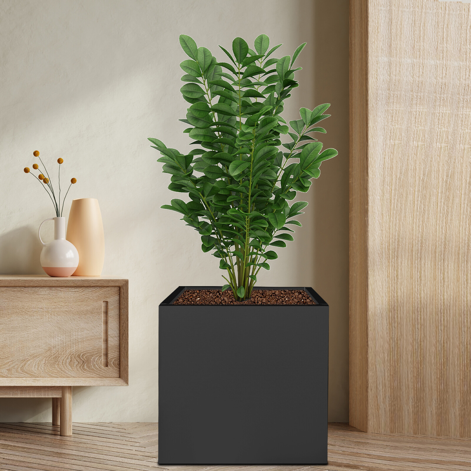 Stylish Steel Planter Box 24×24×24 Inch – Durable Black Garden Bed