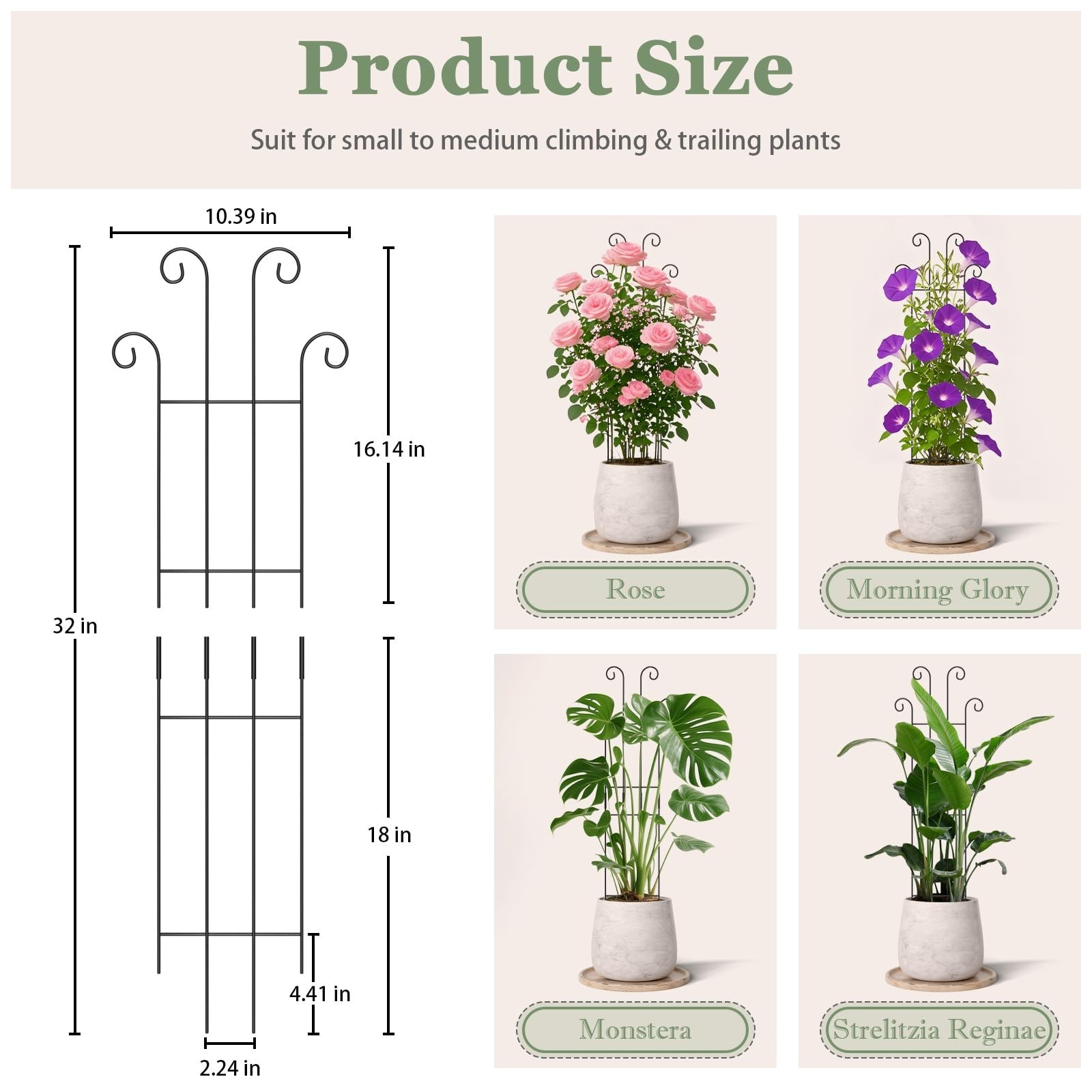 2 Set 32” Taller Plant Trellis for Climbing Plants Indoors & Outdoor, Garden…