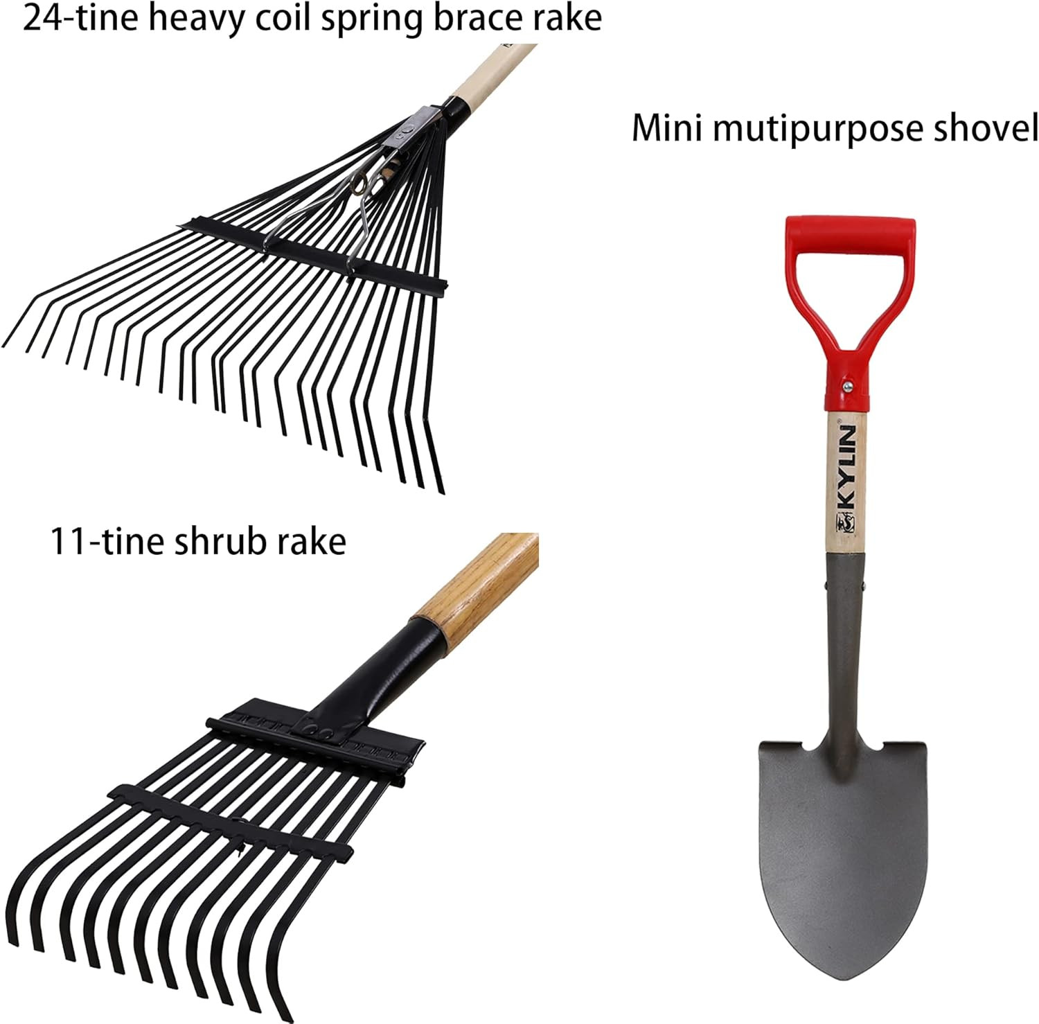 7-Piece Long Handle Garden Tools Set, Include Shovel Rake Hoe,Gardening Tools fo