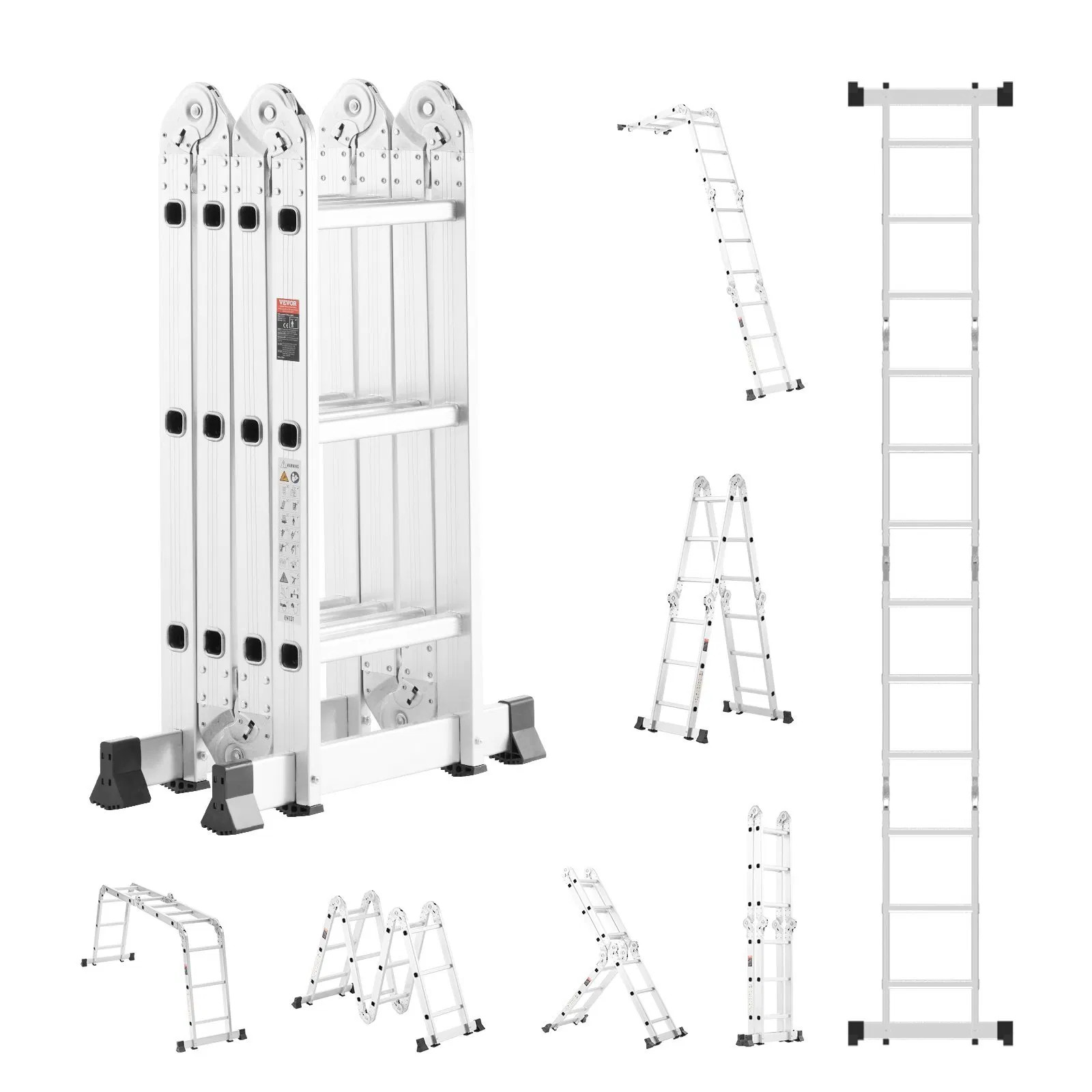 Multi-Purpose Folding Ladder, 7-in-1 Tall Step Ladder, A Frame 3 Step Adjustable