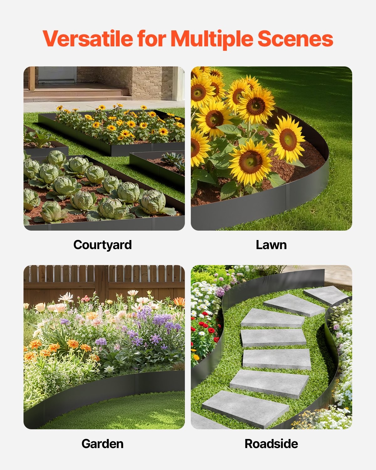 Steel Landscape Edging,6 Packs 40 x 8 in Rust-Resistant Metal Landscape Edging,B