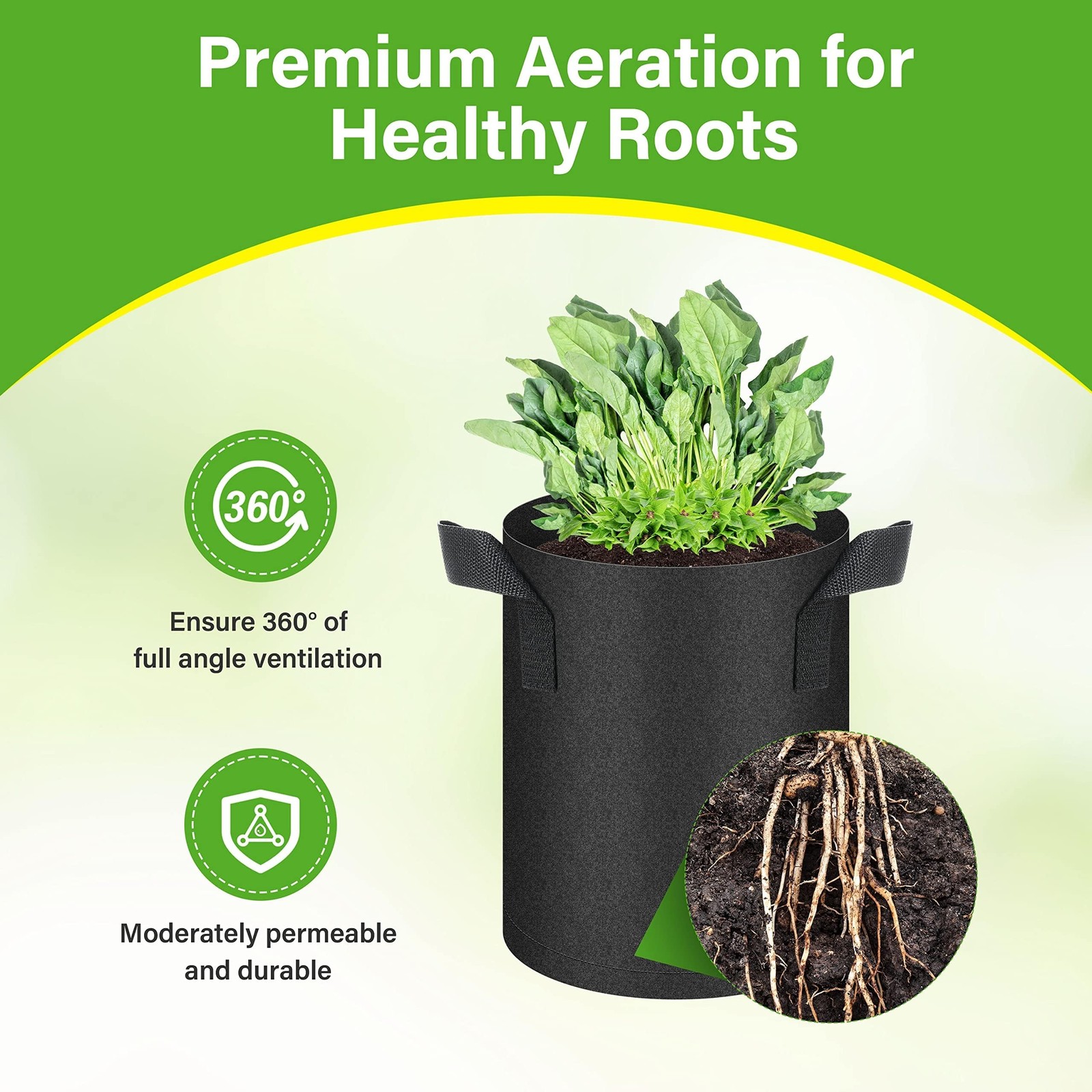 HealSmart 6-Pack 1 Gallon Grow Bags, Nonwoven Aeration Fabric Pots with Handl…