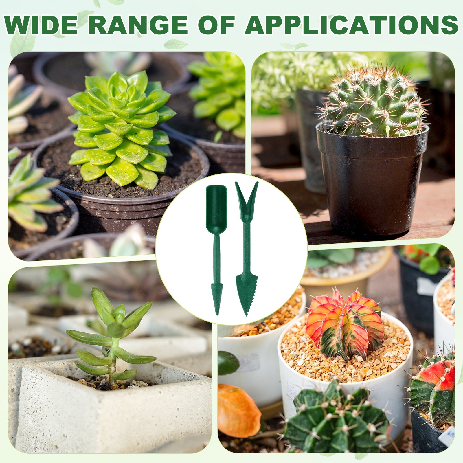 6-Set Mini Gardening Tools, Plastic 2-in-1 Garden Hand Tools Set [Green]