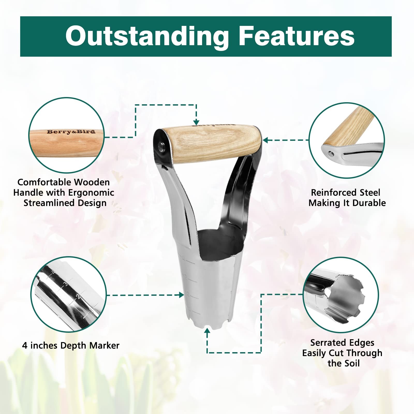 Garden Bulb Planter with 4 Inches Depth Mark, Stainless Steel Gardening Bulb …