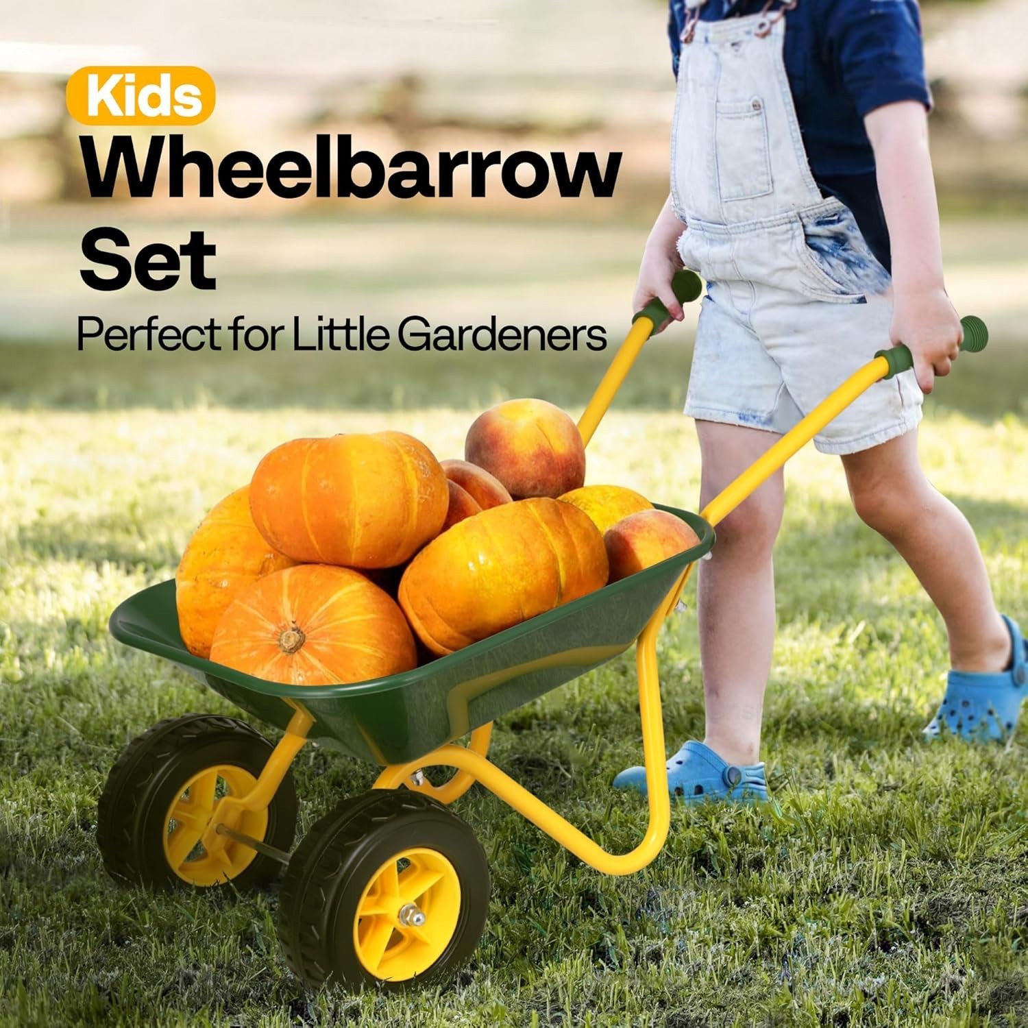 Kids Wheelbarrow Children Garden cart with Toddler Gardening Tool Set Child W…