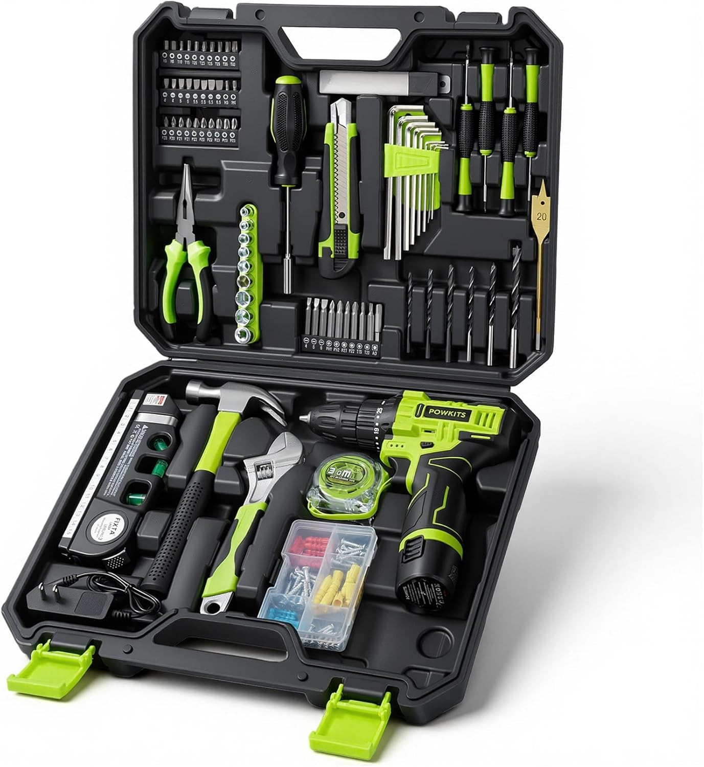 12V Cordless Drill Kit with Battery Charger 25+1 Torque 2-Speed