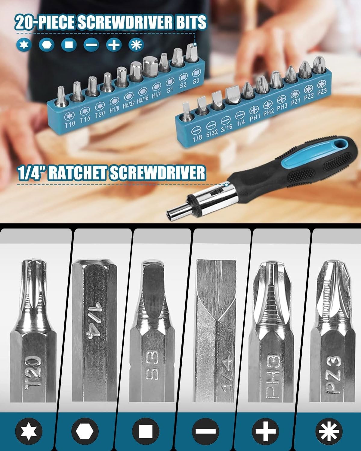 144Pcs Household Hand Tool Kit Storage Box Hammer Pliers Wrench Screwdriver