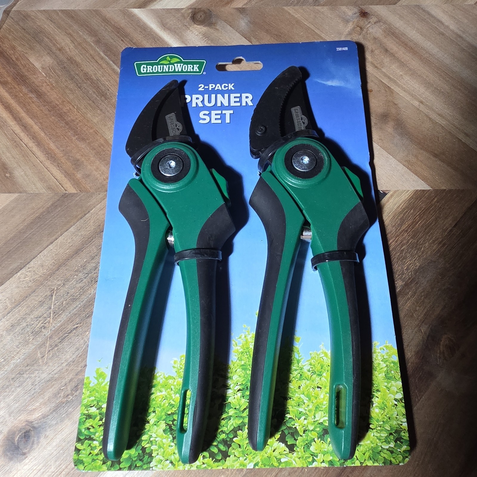 GroundWork 2-pack pruner set, Bypass & Anvil cushioned handles Rust Resistant
