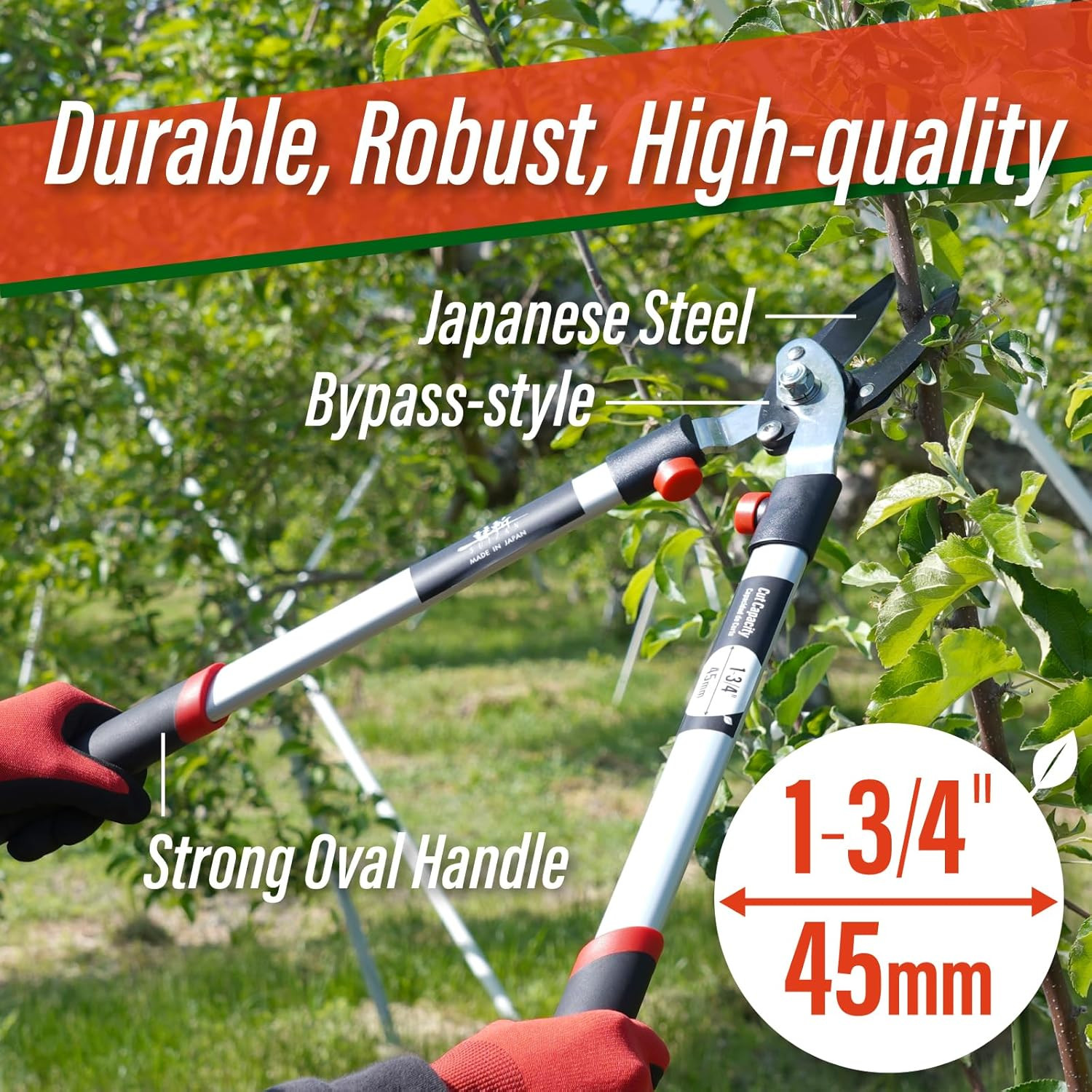Bypass Hand Loppers 25″ – Professional Japanese Branch Cutter Lightweight Compac