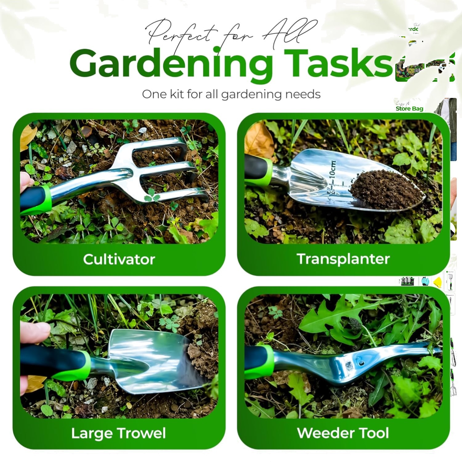 Comprehensive 8-Piece Gardening Tool Set with Rust-Proof Steel & Organizer Bag