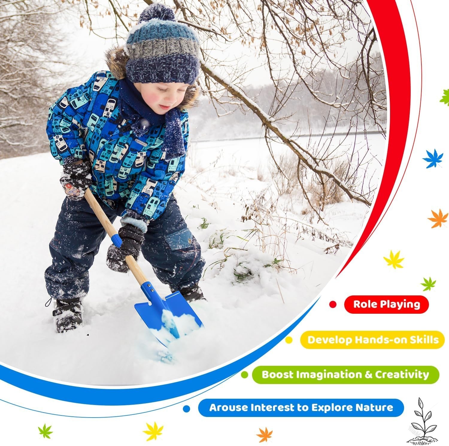Kids Garden Tool Set: Safe Toddler Size Hoe, Rake, Shovel, Leaf Rake, Broom 5…