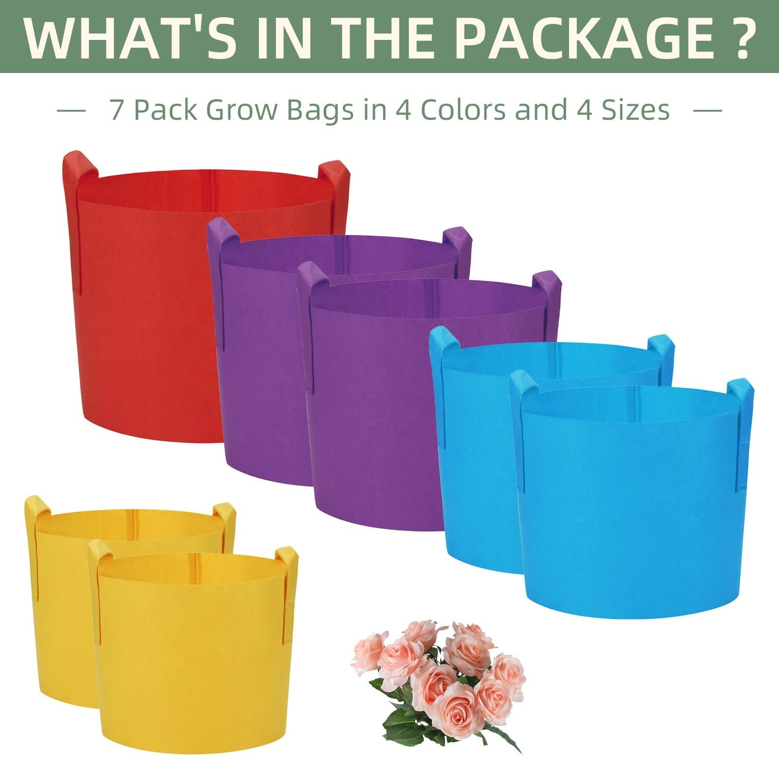 LITLANDSTAR 7 Pack Multicolor Grow Bags, Thickened Nonwoven Plant Fabric Pots…