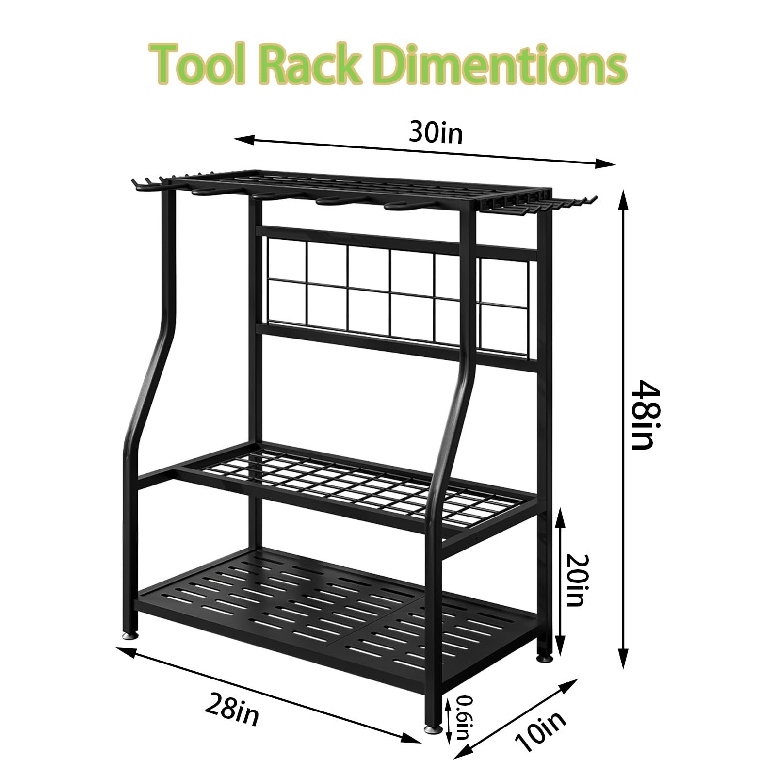 Garden Tool Organizer Holder Heavy Duty Steel Rack Up to 60 Long Handled Tool…