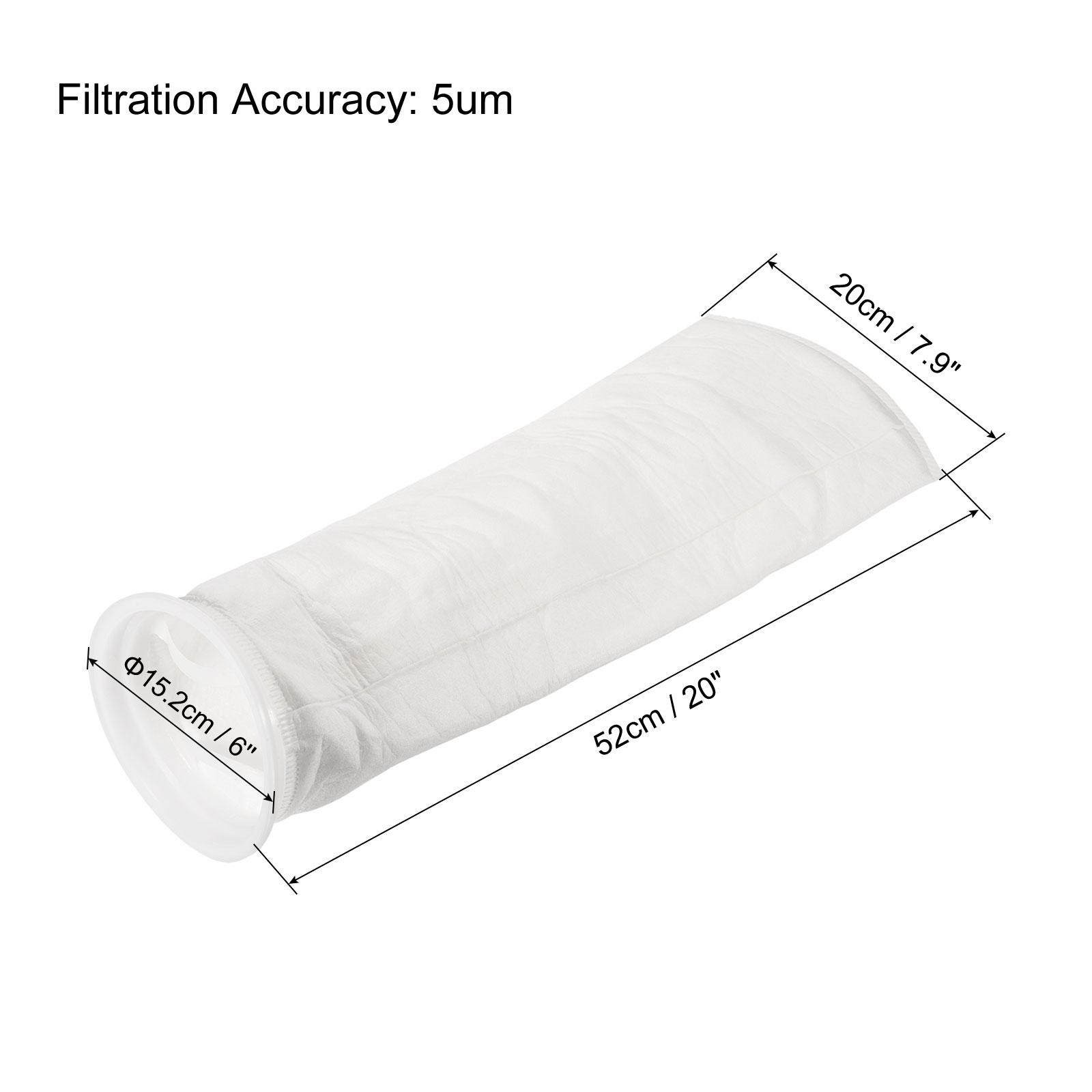 2pcs 6″ Ring Filter Socks 5 Micron Mesh Bags Pool Skimmer Basket White
