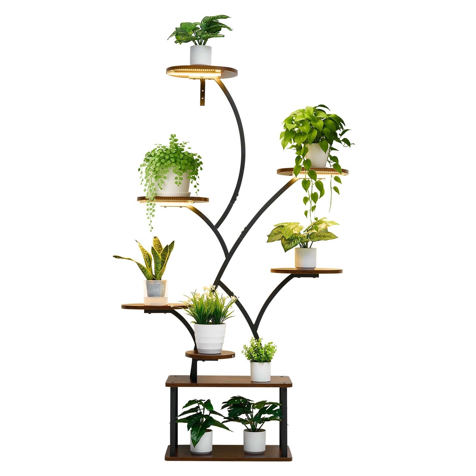 Plant Stand Indoor with Grow Lights, 62 in Tall 8-Tier Lighted Plant Shelf, Meta