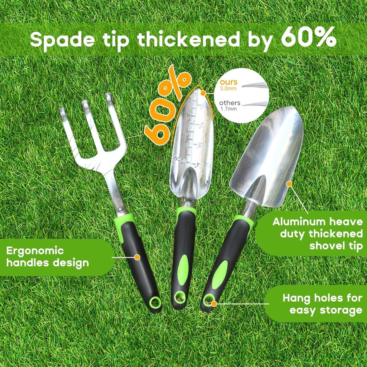 3-Pack Heavy Duty Gardening Kit with Non-Slip Ergonomic Handles – Perfect Gift