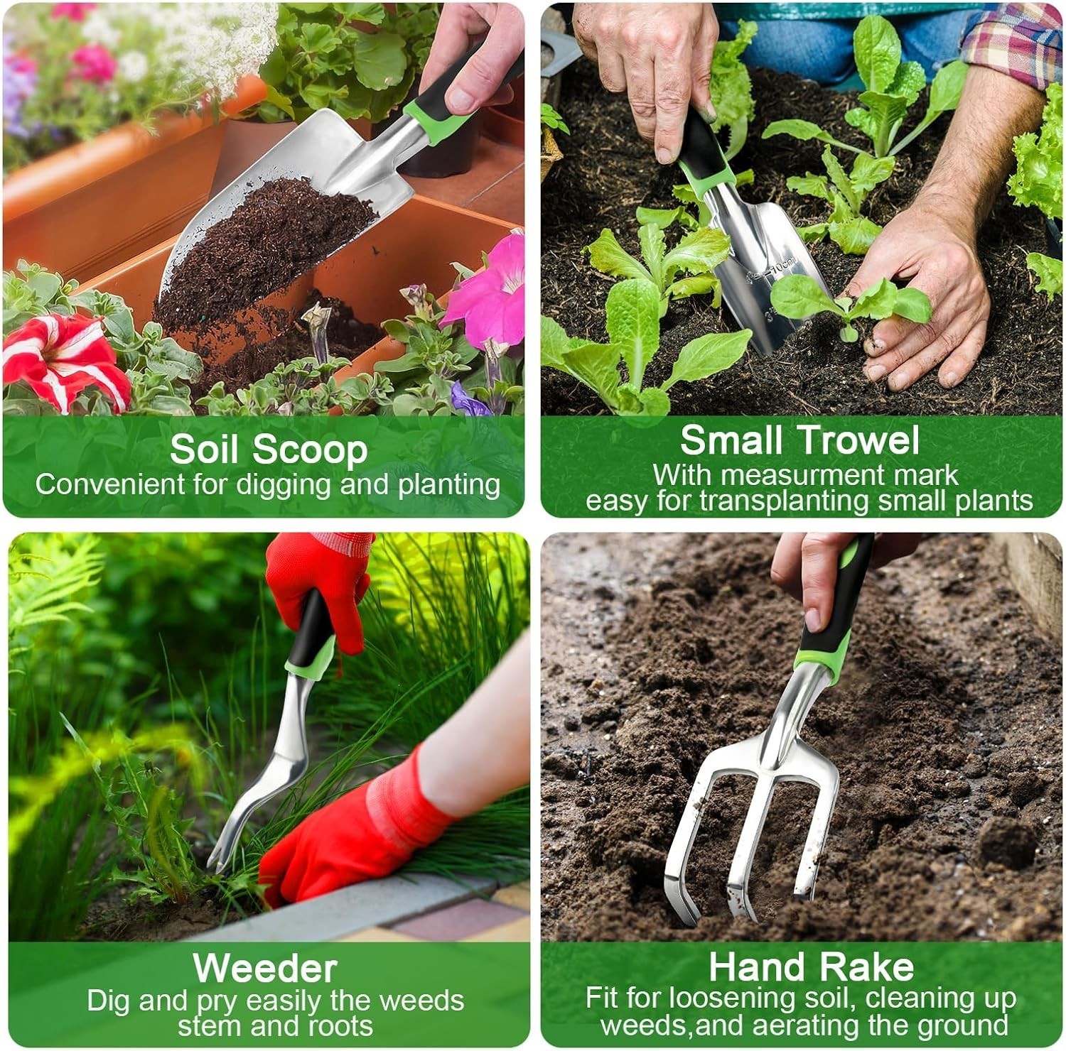 Gardening Tools Set with good quality handles, Heavy Duty Garden Tool Set