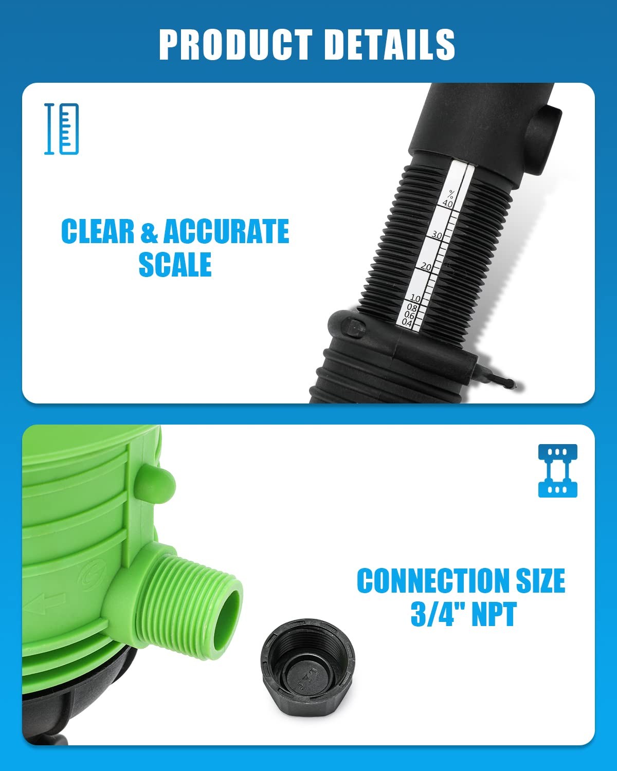 Newtry 0.4-4 Fertilizer Injector For Drip Irrigation 1250 To 125 Adjustable