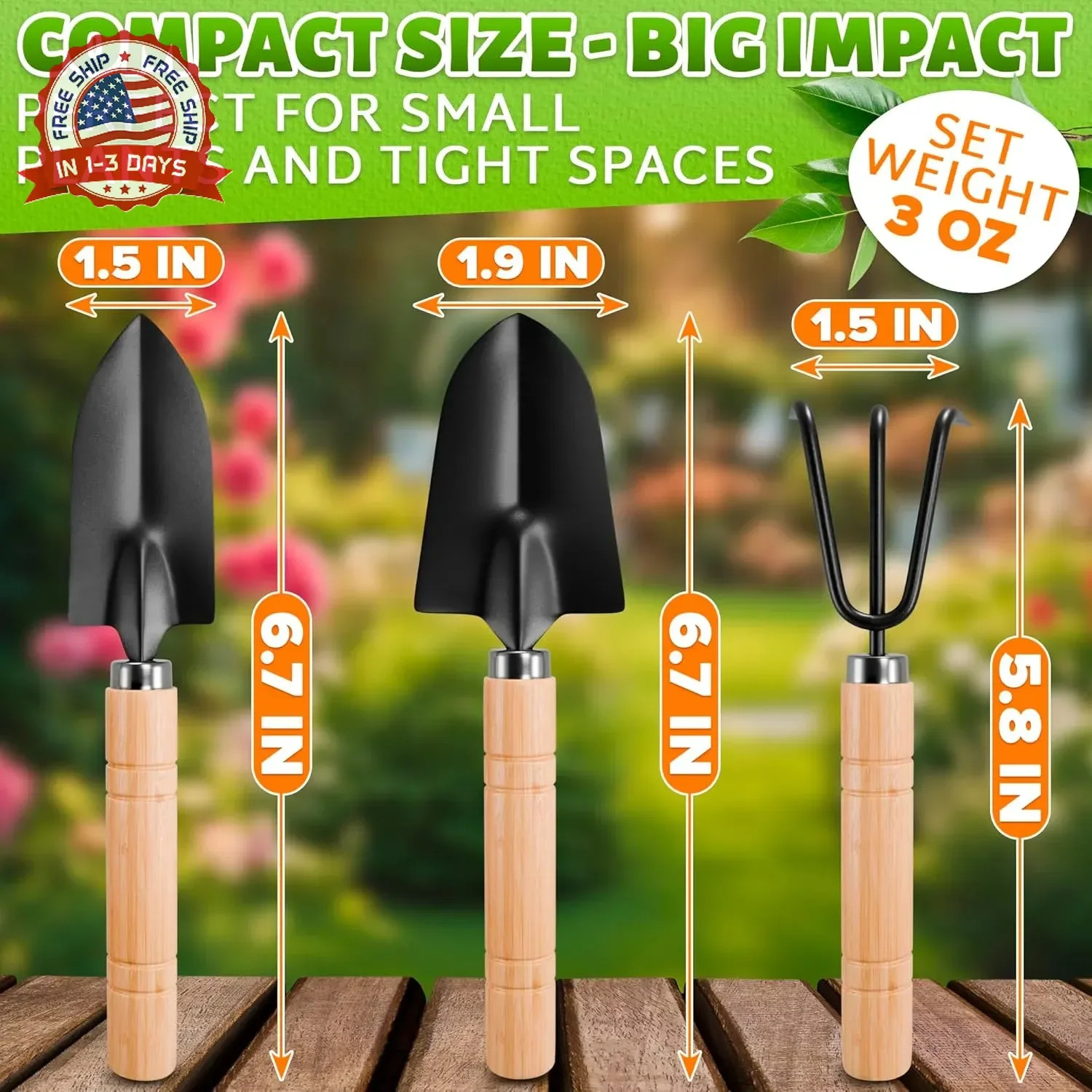 Small Garden Tools – 3 Pcs Mini Garden Tools Set with Small Trowel, Mini Shovel