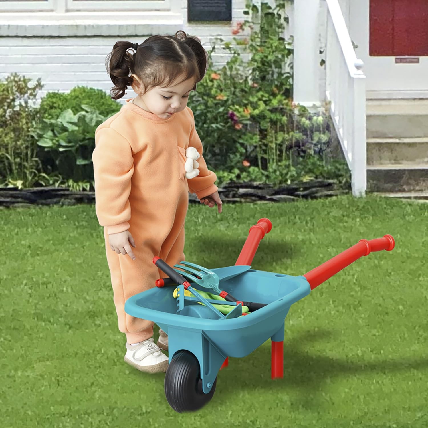 Kids Gardening Set, Includes Wheelbarrow, Watering Can,Gardening Gloves, Gard…
