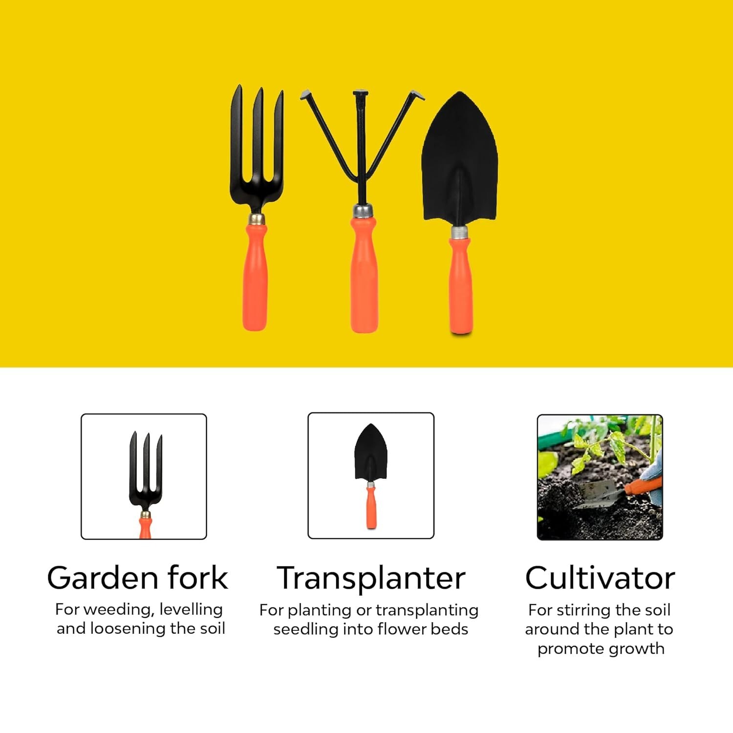 Gardening Tools Kit – 7 Pcs (Cultivator, Fork, Trowels, Weeder, Garden Gloves