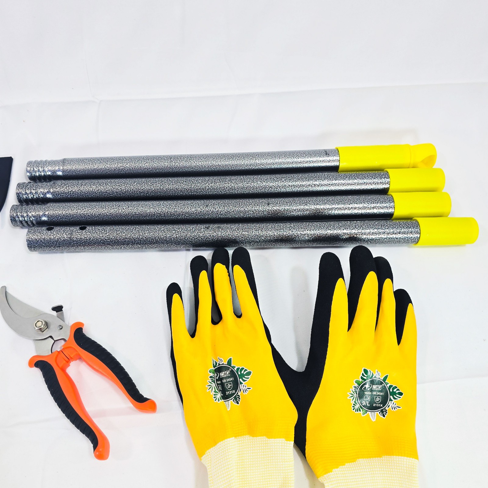 10Pc Garden Tool Set Wood Handle Kit Rake Trowel Weeder Pruners Gloves Yard Tool