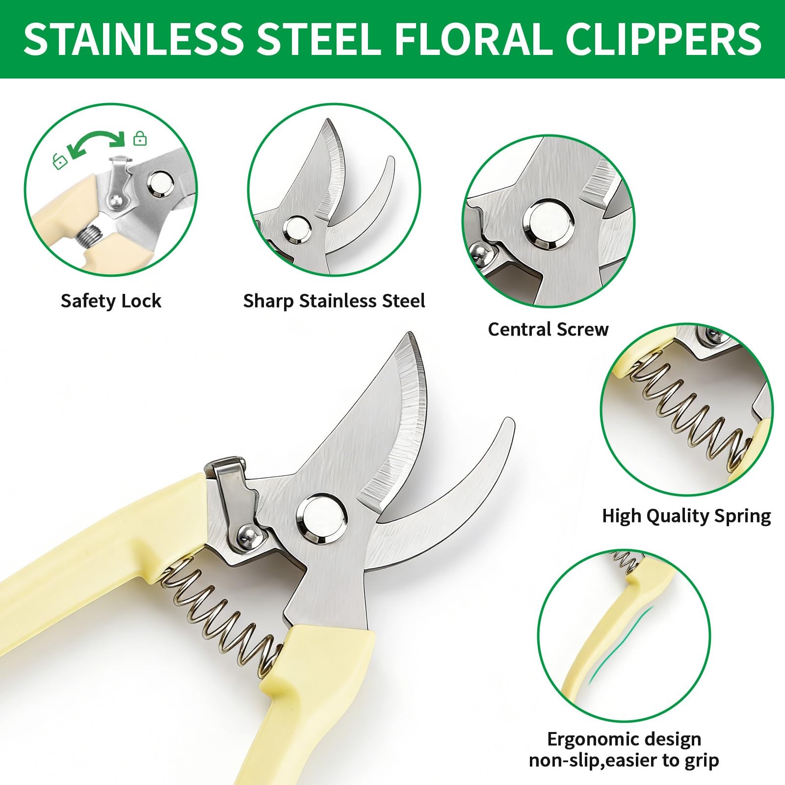 10 Pcs Gardening Tool Set – Heavy Duty Garden Kit with Stainless Steel Prunin…