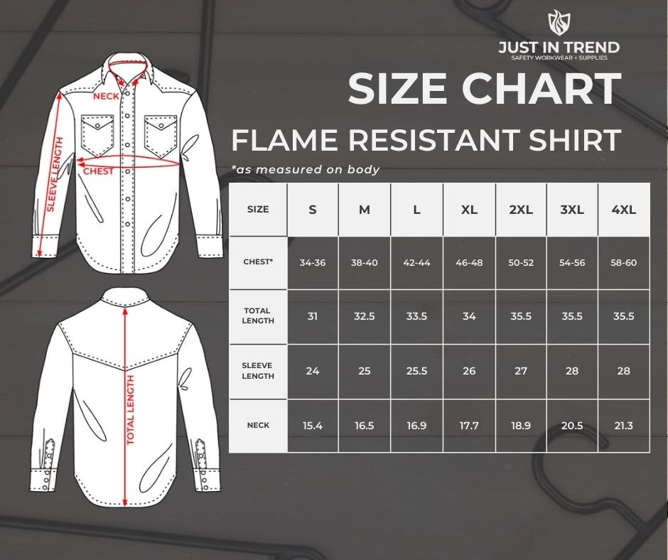 Just In Trend Flame Resistant Fr Welding Shirt – 100 C – 9 Oz 4X-Large Light