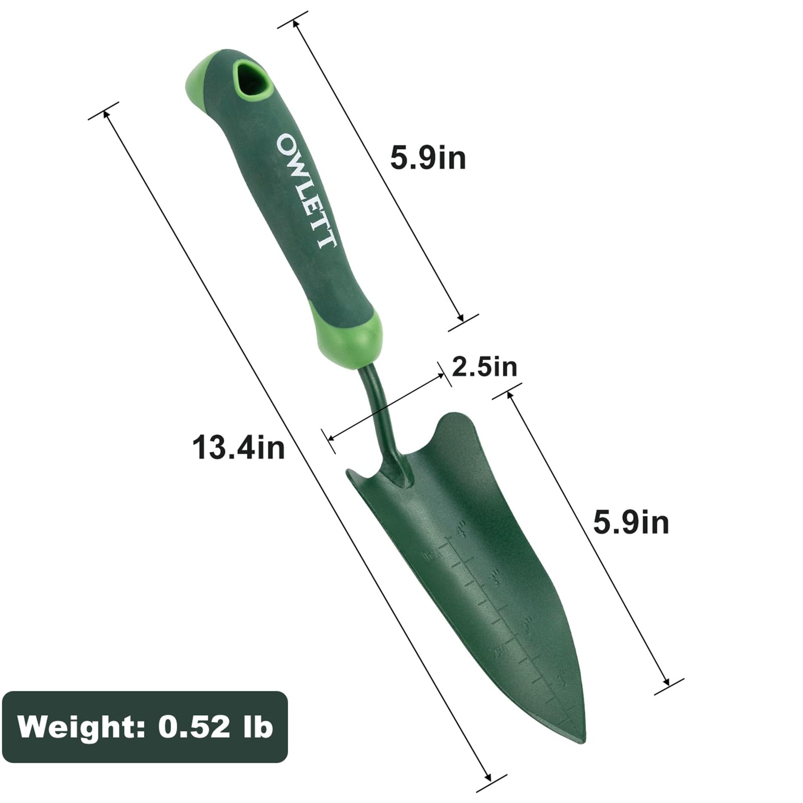 Owlett Garden Trowel with Measurements, High-Hardness Small Hand Shovel with …