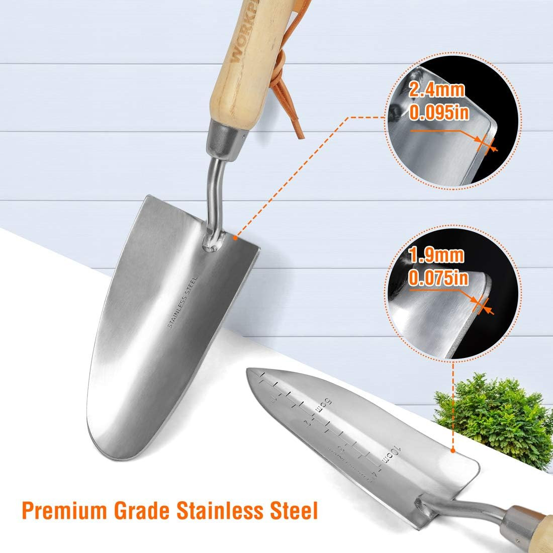 Garden Tools Set, 8 Piece, Stainless Steel Heavy Duty Gardening Tools with Woode