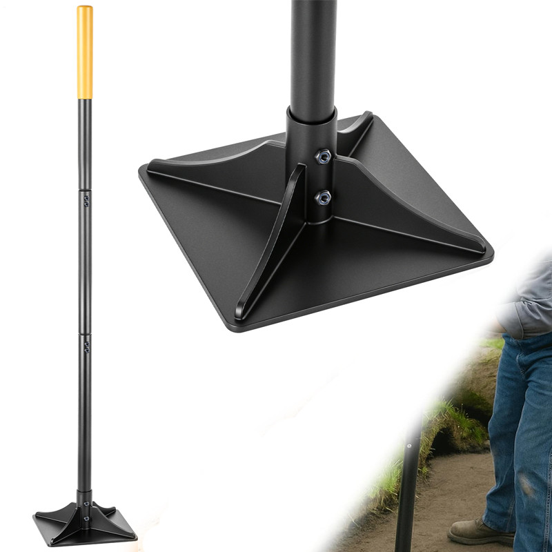 Heavy Duty Tamper Tool, 8″X8″ Ground Tamper Tool with 47 Inch Handle, Landscapin