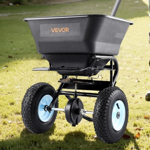 Lawn Spreader, 100LBS Capacity, Walk-Behind Push Spreader, 0-9.8ft Spreading Wid