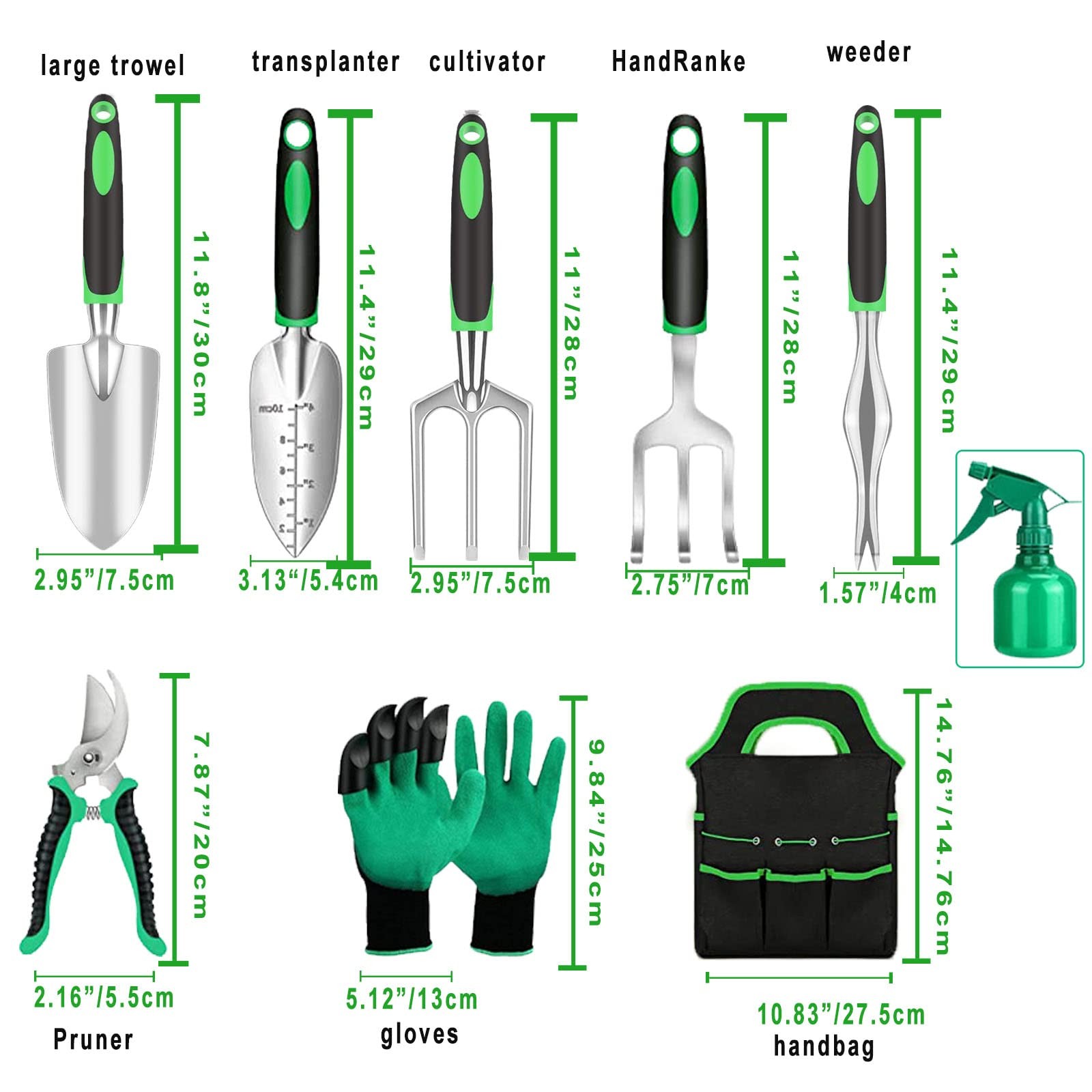 Garden Tool Set With Non Slip Rubber Grip9 Piece Stainless Steel Gardening Tool