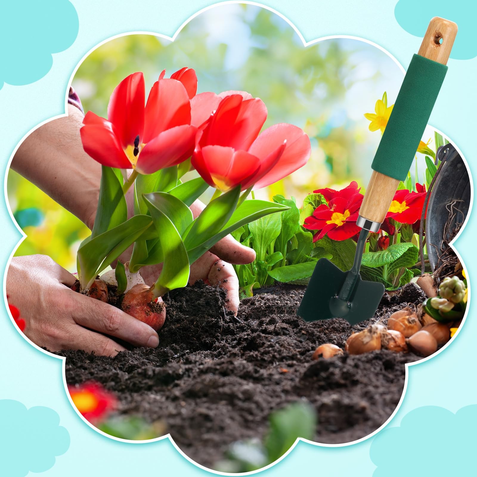 24 Pcs Garden Metal Shovel Digging Trowel Wood Handle Flower Soil Planting To…