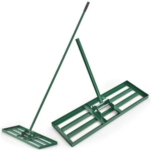 30 x 10 Inch Lawn Leveling Rake with Ergonomic Handle-Green – Color: Green