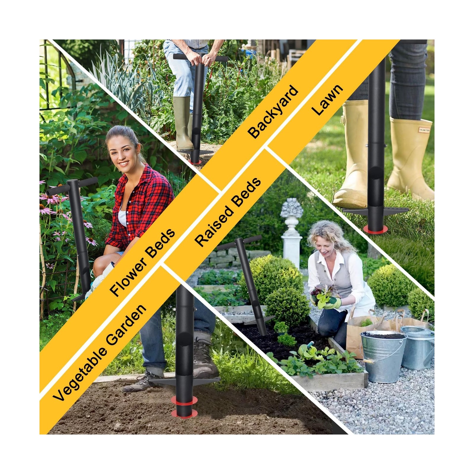 Bulb Planter & Sod Plugger – 34″ Long Handle Grass Plugger Tool… FAST USA SHIP