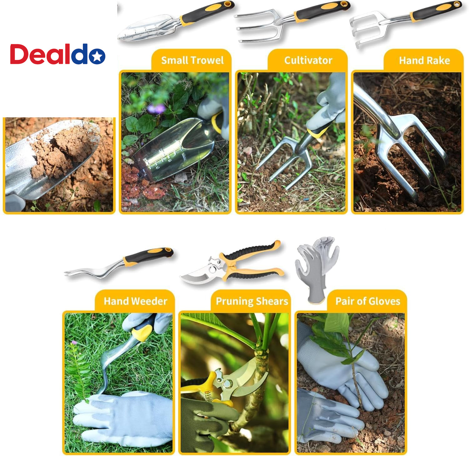 Garden Tools, 8 Piece Heavy Duty Gardening Tools Set with Non-Slip Rubber Grip,