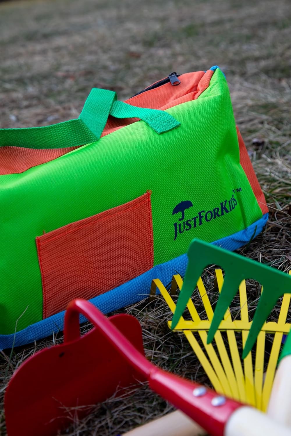 JustForKids 4 Piece Garden Tool Set with Travel Bag for Ages 5 Plus