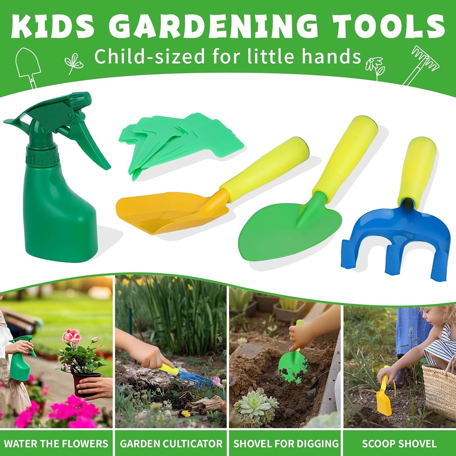 11-Piece Kids Gardening Set W/ Wheelbarrow Shovel Rake Hoe Gloves & Apron