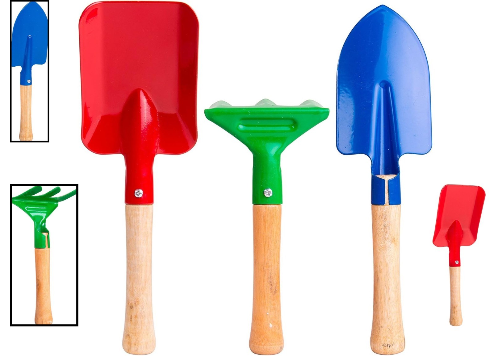 Bright & Colorful 3-Piece Gardening Tools for Kids – Rake, Shovel, Trowel Set
