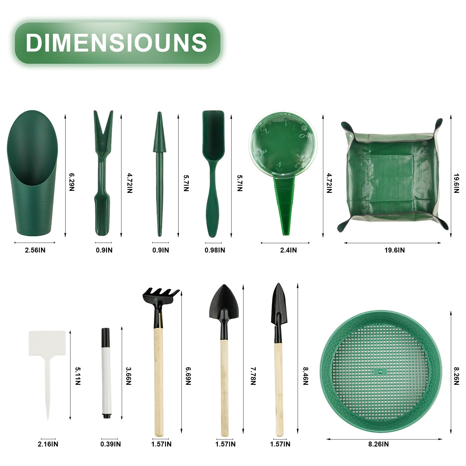 16Pcs Garden Tools, Mini Garden Hand Transplanting Succulent Tools Set, 19.6″…