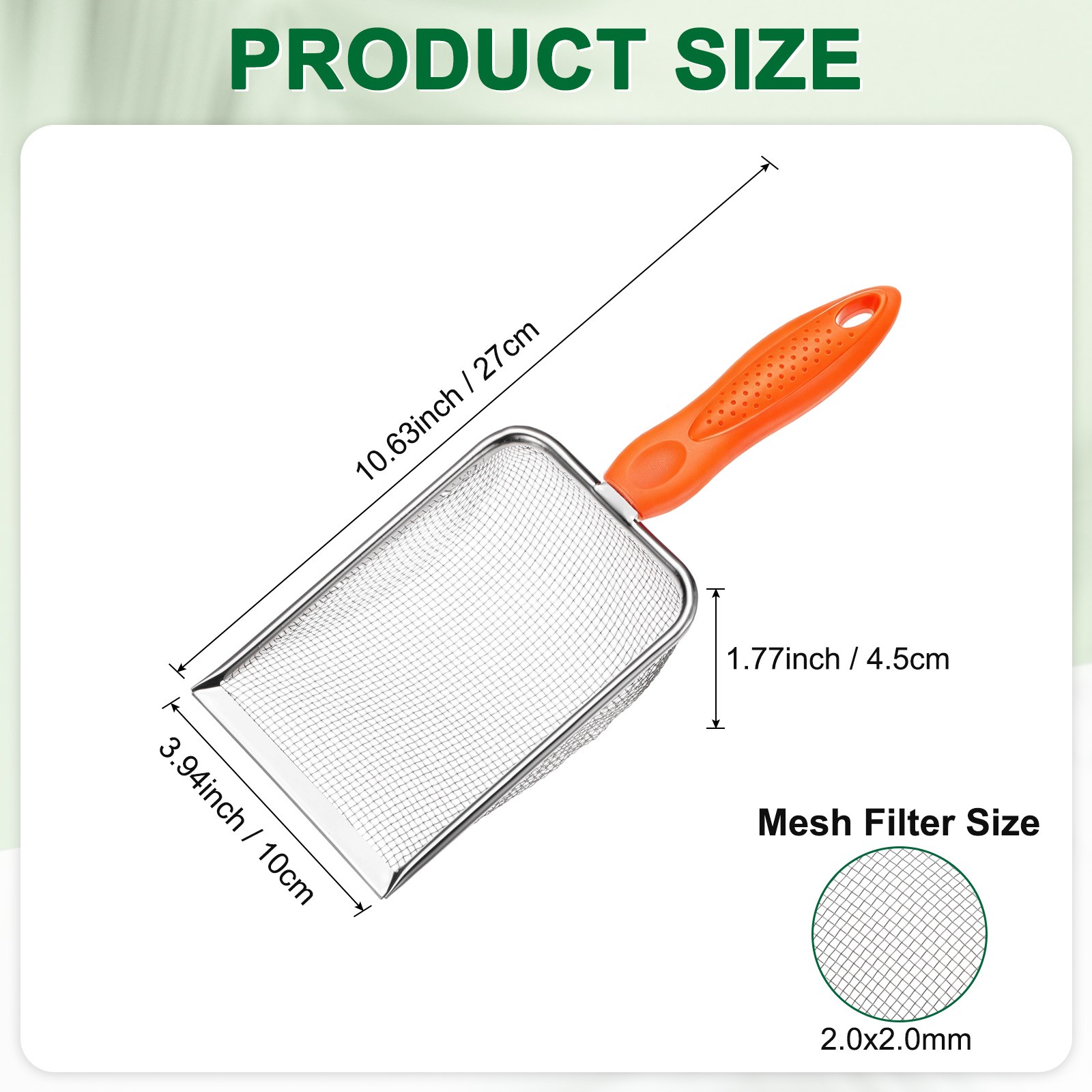 2 mm Mesh Stainless Steel Gardening Soil Sifter for Rock [White, Orange]