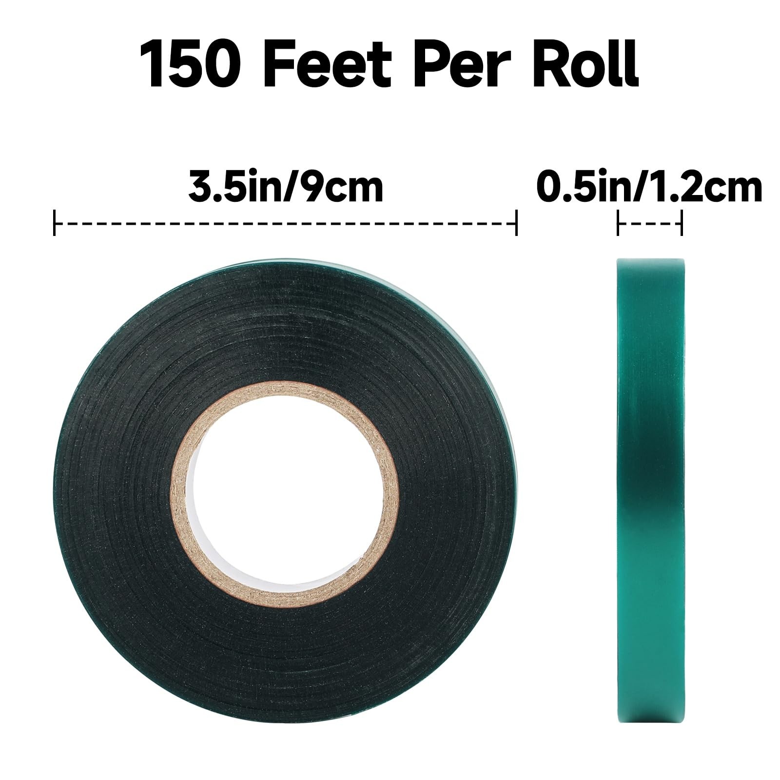 KINGLAKE GARDEN Stretch Tie Tape Roll-4 Rolls Total 600 Feet 1/2″ Green Garde…