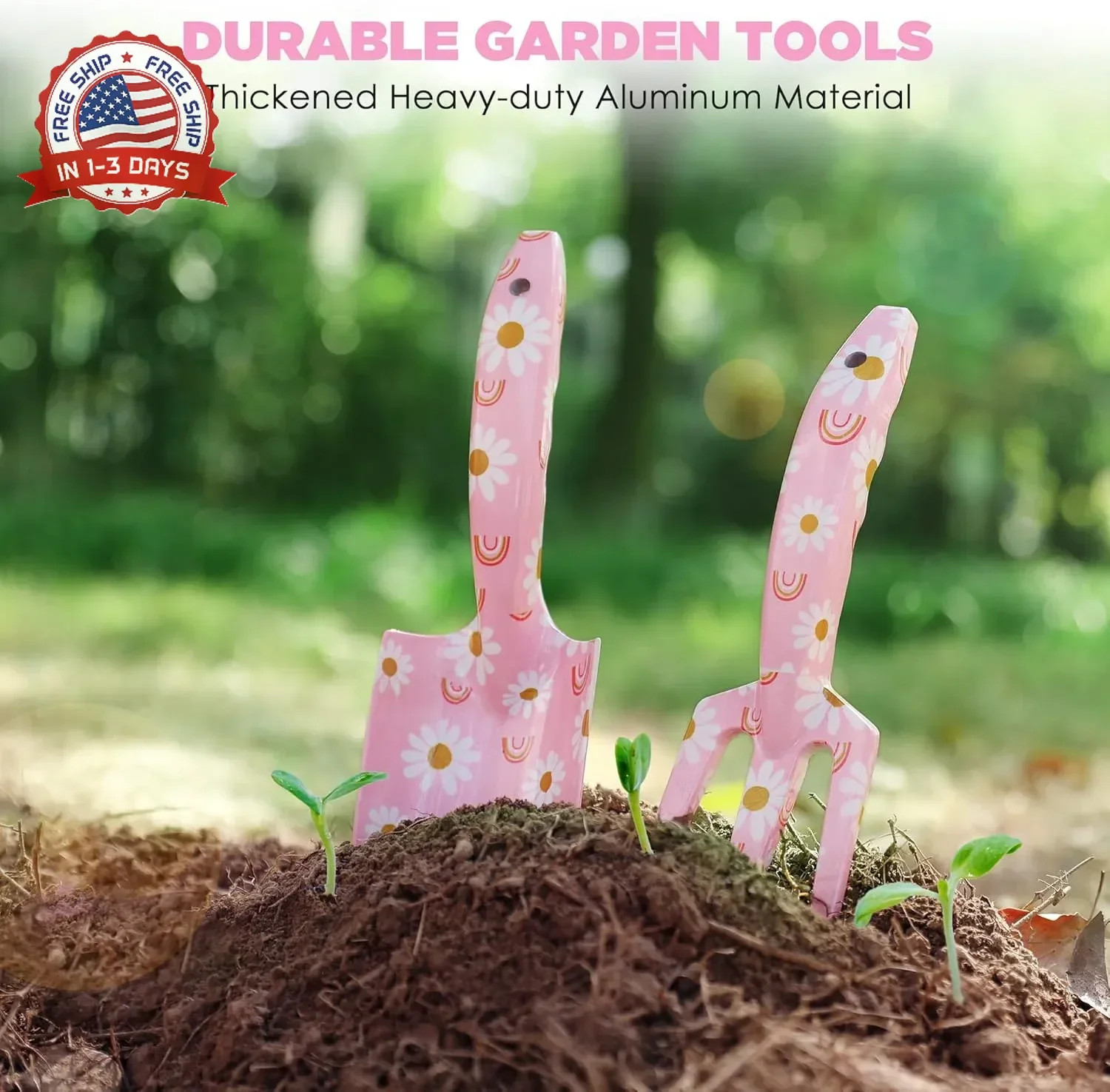 WORKPRO Aluminum Garden Tool Set, 4PCS Heavy Duty Gardening Tools with Box Inclu