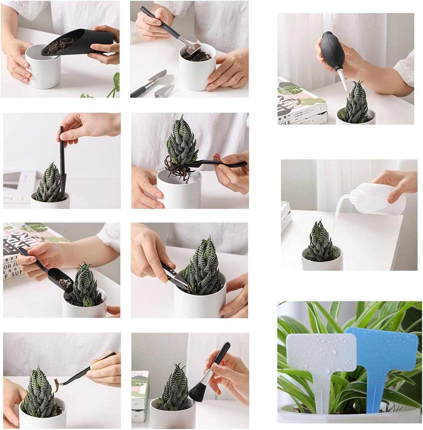 35PCS Mini Succulent Tools Set, 19.7″ Thickened Repotting Mat & Plant Tag, Garde